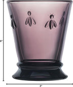 La Rochere Napoleon Bee Aubergine Tumbler Set of 6 – La Rochere Bee Glassware Sets – Fancy Glassware Drinking Glasses (10 oz)