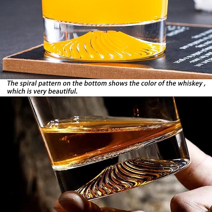 Whiskey Glasses,2 Old Fashioned Glasses Set with 2 XXL Stainless Steel Ice Balls,10oz Whiskey Rocks Glasses Gift for Men,Bourbon Tumbler for Scotch Whisky Cognac,Rock Barware at Bar Home