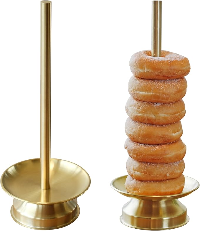 Metal Donut Stand 2 Pack-Gold Donut Stands for Dessert Table Easy to Assemble and Clean, Sturdy Donut Tower Stand for Birthday, Wedding, Party, Buffet, Afternoon Tea Serving
