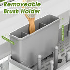 Ewaiira Stainless Steel Sink Caddy, Sponge Holder for Kitchen Sink with Brush Holder Dishcloth Rack, Rustproof Sink Organizer Countertop, Soap Dispenser Kitchen Organizers Storage Essentials, Gray9.8″
