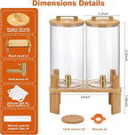 1.5 Gallon 2PCS Glass Drink Dispenser for Parties,Beverage Dispenser with Wooden Stand, Lemonade Dispenser,Juice Containers & Water Pitcher with Lid for Lemonade, Iced Tea and Party Drinks