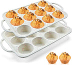 Vinino 2Pack Silicone Muffin Pan for Baking with Metal Reinforced Frame, 12 Cup Regular Size Cupcake Pan, BPA Free Silicone Muffin Tray, Cupcake Baking Pan Bite Molds for Oven Dishwasher Safe