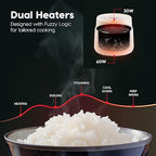 IRIS USA Micom Japanese Rice Cooker, 3-Cup Uncooked/6-Cup Cooked, Fuzzy Logic Kitchen Appliance with Recipe Presets, Slow Cooker, Steamer, Hot Pot & Warming Function, Compact & Portable for Healthy Meal Prep