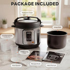 DUMOS 16-in-1 Electric Pressure Cooker, 6QT Programmable Multi Cooker with 12 One-Touch Presets, Soup Steam Yogurt and More, Ceramic Inner Pot Delay Start & Keep Warm, Includes Recipe Guide, Silver