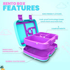 YOLAY Bento Box for Kids Lunch Box Leak-Proof, 5-Compartment Lunch Box Kids for Ages 3-10, Durable with Anti-Slip Base, Suitable for Schools, Outdoor and Travel (Mermaid) (Unicorn)