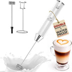 Zulay Kitchen Rechargeable Milk Frother Handheld Lux - Powerful 2-Speed Motor, Waterproof, 2000mAh Battery - Drink Mixer for Latte, Cappuccino, Matcha & Protein Powder - Snow White