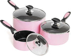 Nonstick Saucepan Set with Lid, Non Stick 1Qt & 2Qt & 3Qt Sauce Pan Set with Glass Lid Small Pot for Home Kitchen