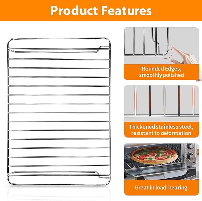 Countertop Toaster Oven Accessories for Hamilton Beach Convection Oven, 12.6×9 IN Food Grade Stainless Steel Toaster Oven Accessories Wire Rack, Dishwasher Safe