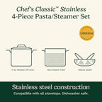 Cuisinart 4-Piece Cookware Set, 12 Quarts, Chef's Classic Stainless Steel Pasta/Steamer, 77-412P1