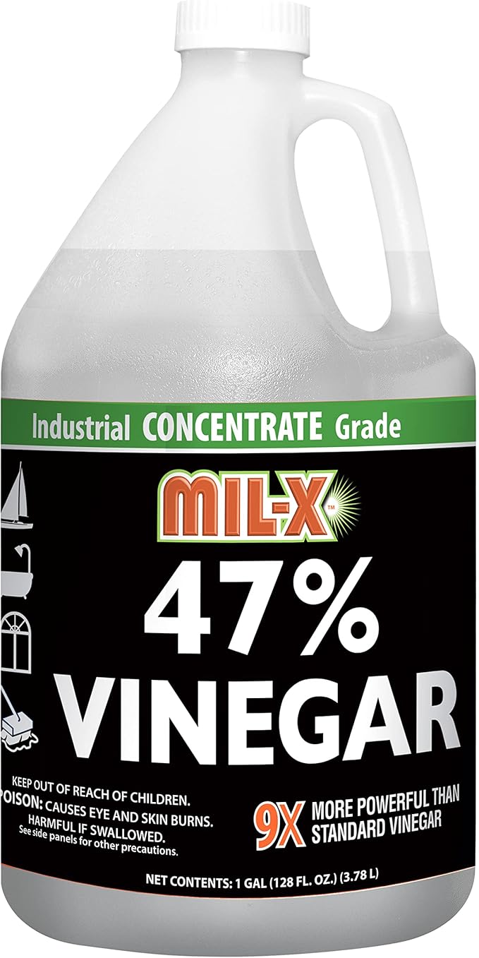 MIL-X 47% Concentrated Vinegar, Extra Strength Industrial Grade, 1 Gallon
