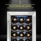 SCHMÉCKÉ 18 Bottle Compressor Wine Cooler Refrigerator w/Lock - Large Freestanding Wine Cellar For Red, White, Champagne or Sparkling Wine - 41f-64f Digital Temperature Control Fridge Stainless Steel