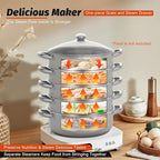 Steamer Pot 12in, 5-Tier Stackable Steamer Cooker with Lid and Triply Bottom, 304 Stainless Steel Food Cookware Set for Vegetables, Dumplings, Seafood on Gas & Electric Stoves