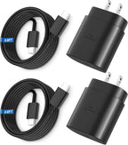 Super Fast Charger Type C, 25W USB C Wall Charger Fast Charging for Samsung Galaxy S25 Ultra/S25/S25+/S24+/S24 Ultra/S24/S24+/S23 Ultra/S22 Ultra/S21 Ultra with 6.6FT Long Type C Charger Cable 2Pack