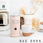 Rae Dunn Electric Milk Frother Steamer -Stylish Automatic Milk Steamer and Frother, Milk Warmer, Hot and Cold Foam Maker for Coffee, Latte, Cappuccino, Macchiato - 550 Watt (Blush)