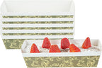 Restaurantware Paper Loaf Pan 100 Count 10 x 3.6 x 2.5 Inches 42 Oz Greaseproof Baking Loaf Mold, Vintage Floral Design Oven Safe Freezer Safe Rectangular Green Baking Pan For Cakes And Bread