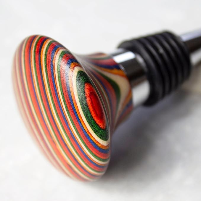 Totally Bamboo Baltique Marrakesh Collection Wine Bottle Stopper, Multicolor Leak-Proof and Reusable Wine Saver, Preserves Beverage Freshness