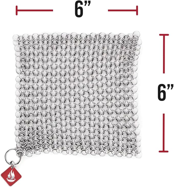 Knapp Made CM Scrubber 6" Small Ring Cast Iron Scrubber - Cast Iron Cleaner for Hard Anodized Cookware, Pre-Seasoned Pans, Dutch Ovens, Iron Pans, Grills and Skillet. Chain Mail Scrubber Cast Iron