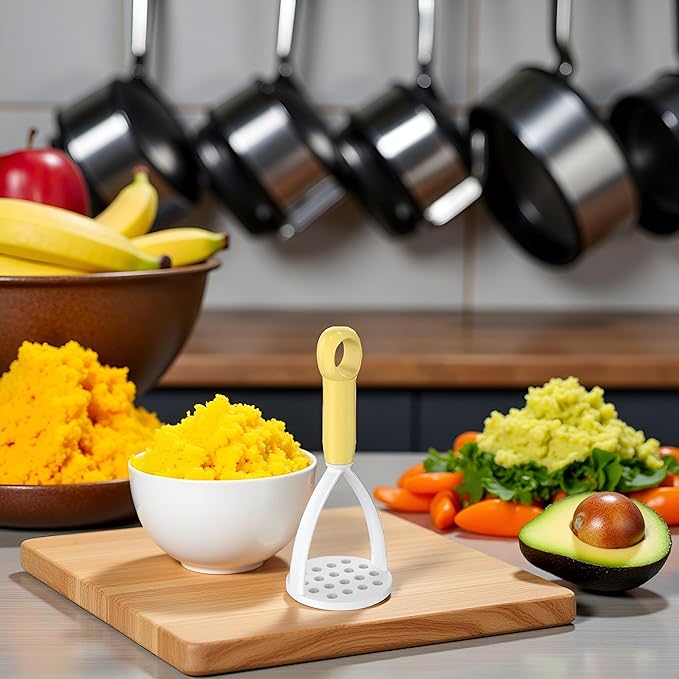 1Pc Random Color Manual Silicone Potato Masher, Cooking Utensils Masher, Mini Potato Masher for Non-Stick Cookware，Potato Mashers，Fruit and Vegetable Tools
