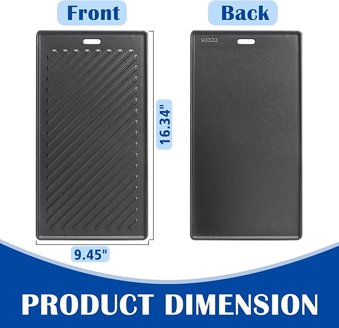 SafBbcue A005 Cast Iron Griddle for Monument Grill 14633, 25392, Mesa400, Mesa200S Replacement Parts, Reversible Grill Plate for Mesa220, Mesa200R, Mesa200B, Mesa200G, Mesa425 Gas Grill Accessories