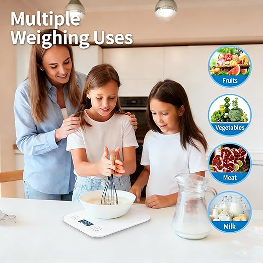 Digital Shipping Scale,Stainless Steel Panel, Accurate Portable Postal Scale for Packages, Small Business,Kitchen, Food, Handmade, Liquids, and Boutique (White Battery(5kg/1g))