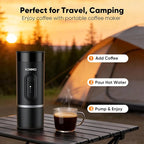 Portable Espresso Maker for Travel, Manual Espresso Machine Compatible with Capsules & Ground Coffee, 15 Bar Hand Pressure, Mini Coffee Maker for Camping Office