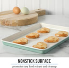 Martha Stewart Gallen 13 x 9 Inch Nonstick Carbon Steel Cookie Sheet - Teal Durable Baking Pan for Cookies, Brownies & Roasting