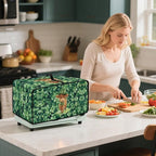 Highland Cow Four Leaf Clover Print Toaster Oven Cover Microwave Cover for Kitchen Countertop Appliance Dust Protector Decorative Oven Accessories for St. Patrick's Day Decor, Green, M