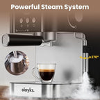 olayks Professional 20-Bar Espresso Coffee Maker, Semi-Automatic with Steam Wand Milk Frother, All-in-One Machine with 1.8L Removable Tank for Latte Cappuccino, Easy Clean