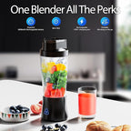 Portable Blender, Cordless, 24oz. Vessel, Personal Blender-for Shakes & Smoothies, BPA Free, Leakproof-Lid & Sip Spout, USB-C Rechargeable & Self Cleaning - Travel with 6 Sharp Blade, Black