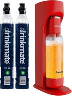 Drinkmate OmniFizz Sparkling Water Maker & Soda Streaming Machine | Carbonates Any Drink | VALUE KIT | Includes Two 60L CO2 Cartridges + One BPA-Free Bottle (Royal Red)