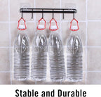 Rainmae 2 Pack Wall Hooks Rack Rail, Space Saving Wall Hanger No Drilling with 6 Hooks for Bathroom, Bedroom, Closet, Stainless Kitchen Tools for Hanging Knives, Spoon