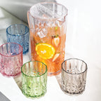 BELLAFORTE Shatterproof Tritan Plastic Short Tumbler, Set of 4, 13oz - Myrtle Beach Unbreakable Crystal Cut Old Fashioned Drinking Glasses for Whiskey - BPA Free - Dishwasher Safe - Green