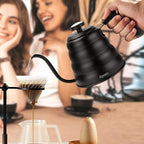 Tea Kettle with Thermometer Pot Black Stovetop Tea Kettle 40oz Gooseneck Kettle Teapot Pour Over Coffee Kettle with Thermometer,1200ml,5 Cup,Black,1Pack