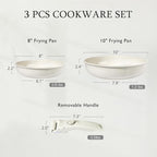 GiPP Non Stick Frying Pans Set Removable Handle, Oven Safe Nonstick Fry Pan Skillets with Detachable Handle, Granite Coating Healthy Cooking Compatible with All Stovetops, PFOA Free, RV Cookware set