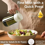 SWEET VIEW 2PCS Olive Oil Dispenser and Oil Sprayer – 16oz/470ml Glass Light-Proof Oil Pourer for Kitchen Air Fryer, Cooking, Salad, and BBQ, with Stickers