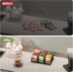 Tea Bag Organizer 6 Grids. Mesh Tea Bag Holder with Handle, Teabag Holder, Tea Station Organizer for Countertop, Pantry, Kitchen, Cabinet - Black