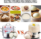 Electric Food Steamer, 2-Tier Bamboo Steamer, 60 Min Timer, Auto Shut-Off, Boil Dry Protection, 1500W