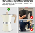 Sivaphe Aluminum Moka Pot 9 Espresso Cups, Percolator Espresso and Coffee Maker, Portable Stovetop Italian and Cuban Café Brewer for Home and Camping White