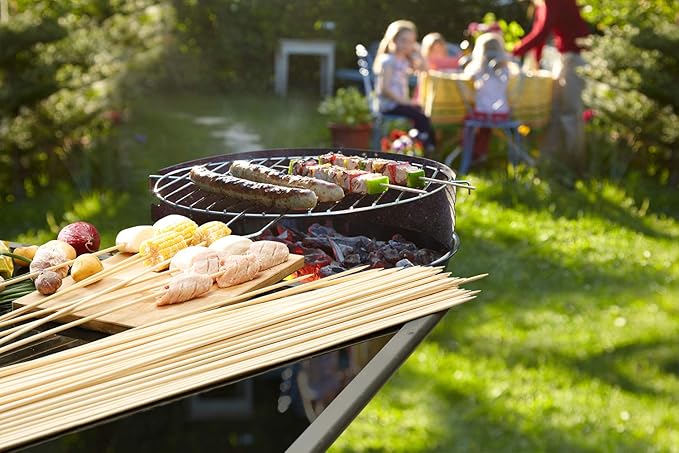 120 PCS Bamboo Marshmallow Roasting Sticks, SMores Skewers for Fire Pit, Extra Long 30 Inch Heavy Duty 5mm Thick Wooden SMores Sticks for Open Fire Pits Roaster Barbecue Hot Dog Camping Kebab Sausage