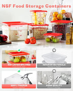 4QT NSF Food Storage Containers: 8 PCS [Food Grade][Hot&Cold Resistant] Commercial Clear Food Storage Containers with Lids for Restaurant Kitchen Proof Dough, Measuring Spoons Included(BPA FREE)