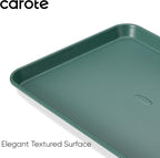 CAROTE 3-Piece Baking Pan Set - Bakeware Set, Baking Sheet Set Including 13 Inch 15 Inch 17 Inch Sheet Pan, Cookie Sheet for Baking, Deep Olive Green