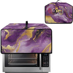 Marble Print Toaster Oven Cover, Dust-proof Heavy Duty Toaster Oven Cover for kitchen, Air Fryer with Accessory Pockets, Gold Violet, (Small-14.5*18.46*9 inches)