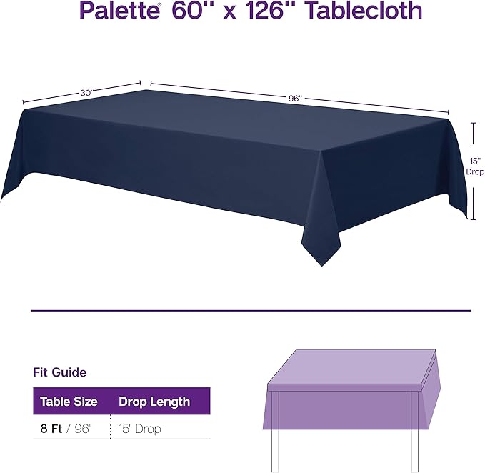 Gee Di Moda Rectangle Tablecloth - 60 x 126 Inch White Table Cloth for 8 Foot Rectangle Tables - Heavy Duty Washable Fabric - for Holiday Party, Dinner, Weddings, Baby Shower & Events