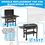Flat Top Griddle for Blackstone 28 Inch Grill Powder Coated Steel Griddle Replacement Top with Rear Grease System for Blackstone 1517 1883 1924 1853 1963 1885 1856 1605 1803