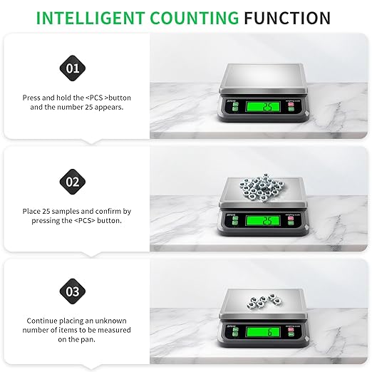 Large Digital Kitchen Scale 88lbs/40kg with 6 Unit Stainless Stee Food Scales with Tare and PCS Funtion LCD Display for Baking, Bread, Cooking, Meat, Vegetables, Farm with Adapter Grey