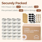 ComSaf Small Regular Mouth Mason Jars Bulk 4oz 24PCS Mini Mason Containers, Small Canning Jars, 4 oz Glass Jar with Lids for Mustards, Dipping Sauces, Jelly, DIY Candle Decor, Wedding Shower Favors