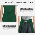 NLUS 2 Pack Kitchen Aprons with 2 Pockets for Women Men, Chef Aprons for Baking BBQ Cooking, Green