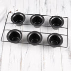 Popover Cake Pan, Non-Stick Muffin, Muffin Pan Cupcake Pan, Cupcake Bakeware for Oven Baking Vertical Cup Design 6-Cavity Versatile Waffle Pudding Pan Black