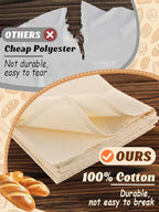 6pcs 100% cotton Tea Towels for Baking Sourdough - 14" x 18'' Unbleached Bread Basket Flour Sack Towels, Proofing Cover Cloth for Dough Raising, Bread Making Accessories Bakers Gift
