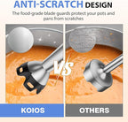 KOIOS Immersion Blender, 1000W Anti-scratch 3-in-1 Hand Blender, Upgraded 12 Speed Stainless Steel Blade Stick Blender with Turbo Mode, Whisk and Milk Frother, Non-BPA, Black